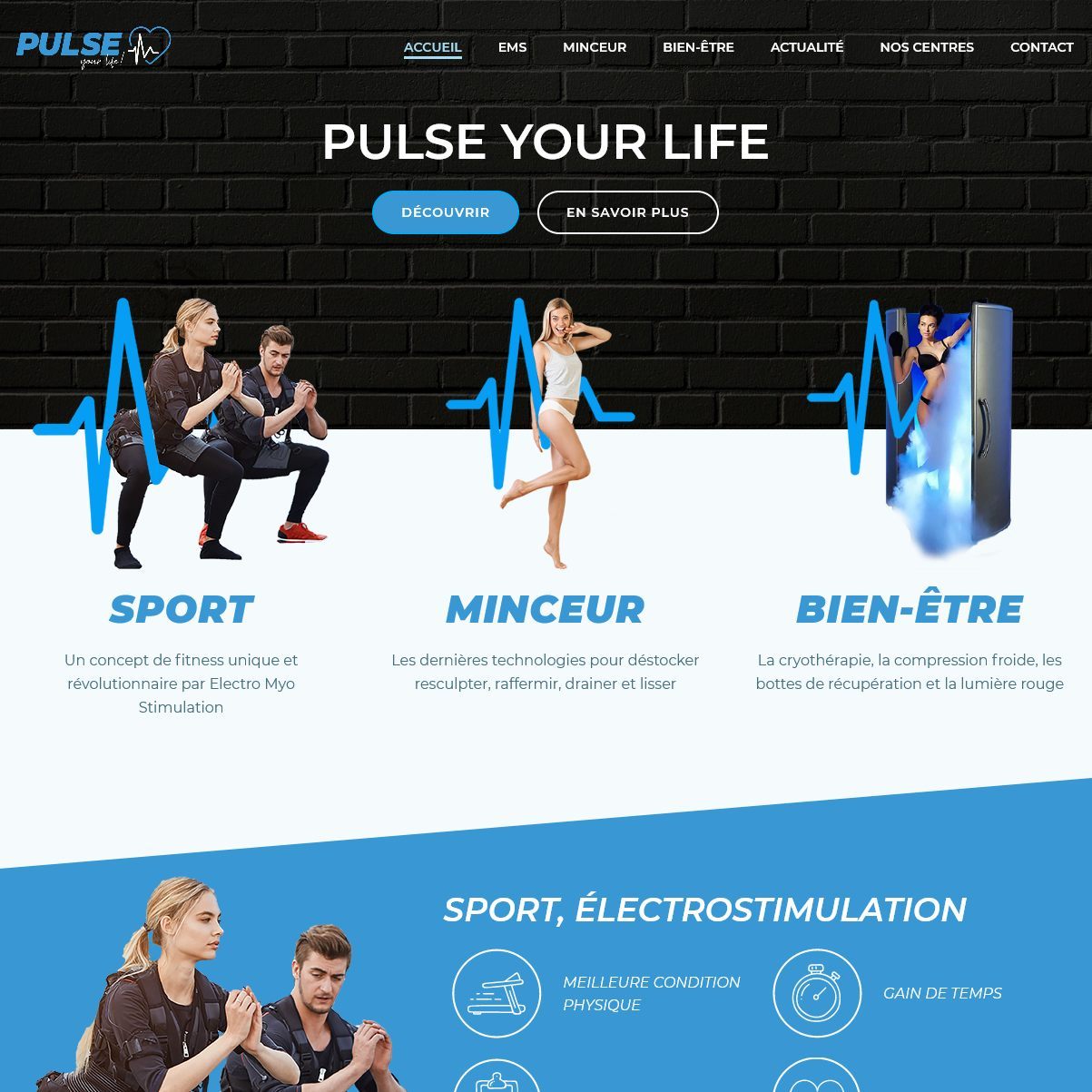 Création site internet et applications PULSE YOUR LIFE