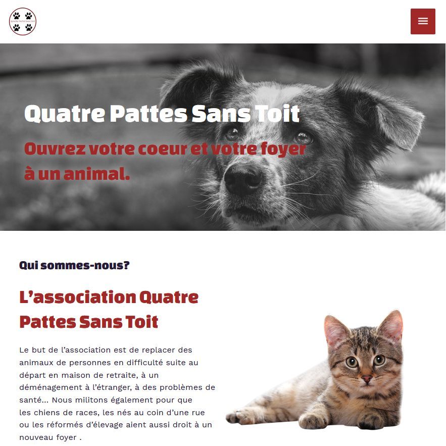 Création site internet 4 Pattes Sans Toit